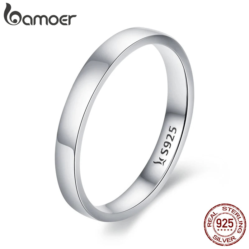Anel de casamento BAMOER de prata de lei 925