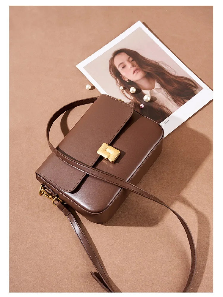 Bolsa de couro de vaca feminina