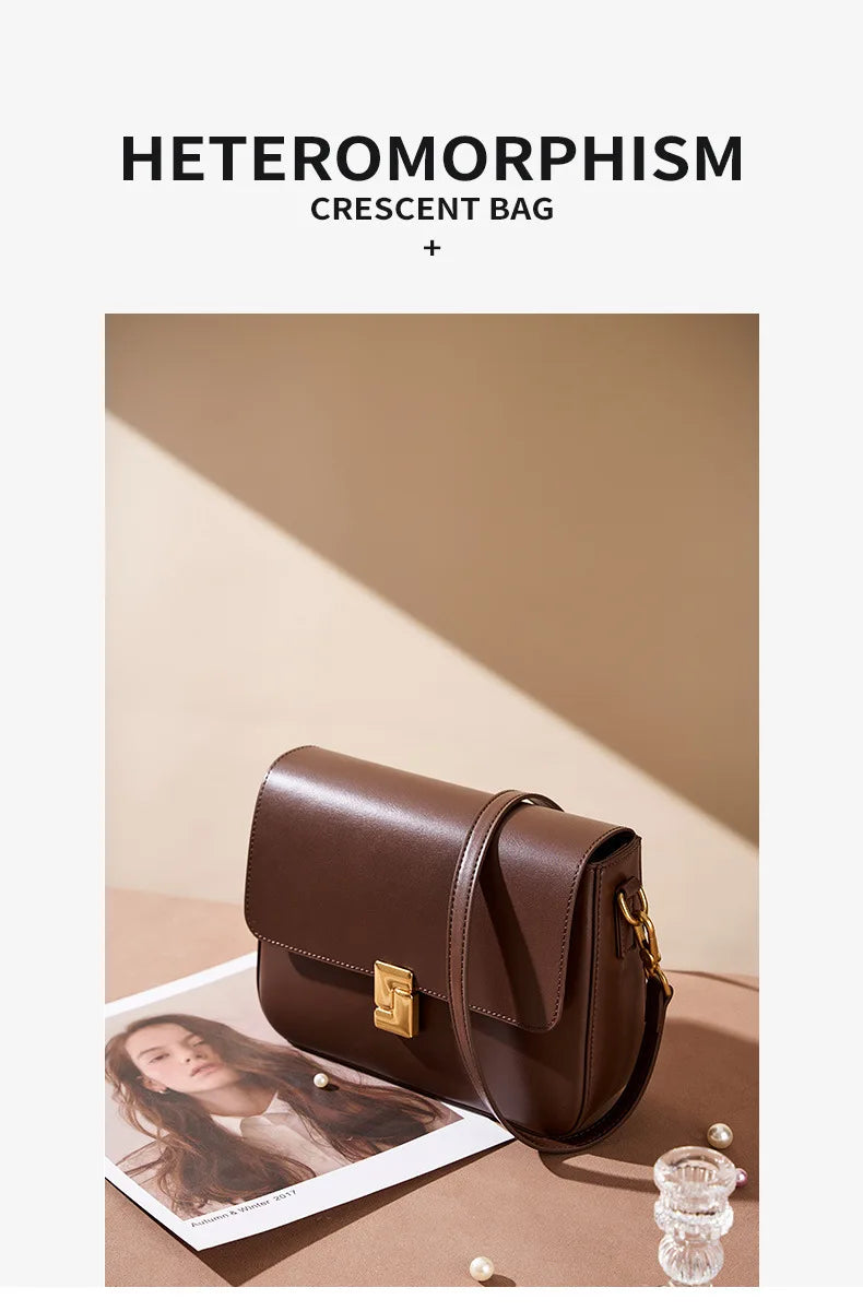 Bolsa de couro de vaca feminina